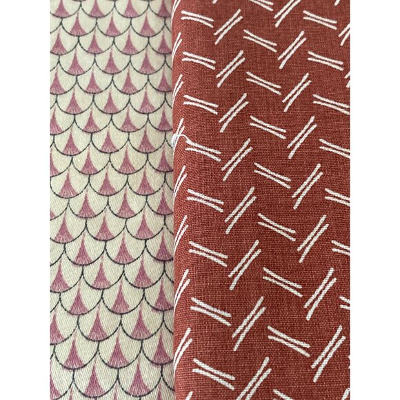 Vintage Fabric Wamsutta Burnt Orange White Lines Anna Rubens Pink Cream Fish Sca - Picture 1 of 13